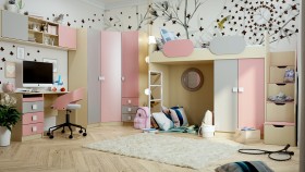 Детская комната Грэйси (Розовый/Серый/корпус Клен) в Татарске - tatarsk.katalogmebeli.com | фото
