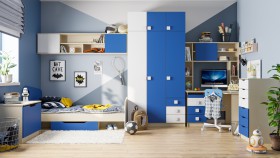 Детская комната Скай (Синий/Белый/корпус Клен) в Татарске - tatarsk.katalogmebeli.com | фото