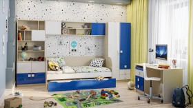 Детская комната Скай Люкс (Синий/Белый/корпус Клен) в Татарске - tatarsk.katalogmebeli.com | фото