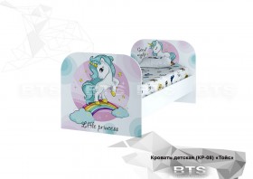 Кровать детская КР-08 Тойс (белый/белый,фотопечать Little Pony) в Татарске - tatarsk.katalogmebeli.com | фото