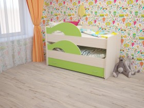 Кровать детская Радуга 1600 Млечный дуб/Салатовый в Татарске - tatarsk.katalogmebeli.com | фото