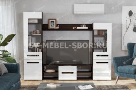 Мебель для гостиной МГС 6 (Исполнение 1/Венге/Белый глянец) в Татарске - tatarsk.katalogmebeli.com | фото